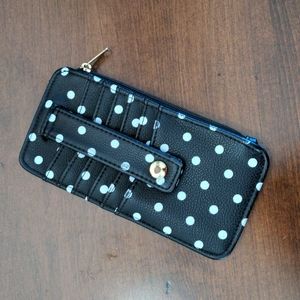 Black and white polkadot wallet